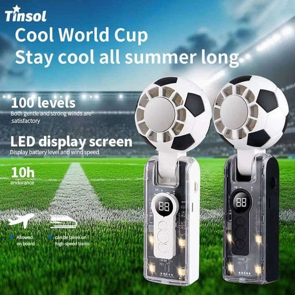 TINSOL Foldable Football Handheld with 100 Speeds, USB Small Fan, 3600mAh Ice Cooling Semiconductor Mini Fan