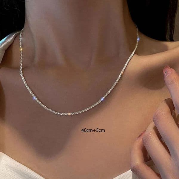 Silver Color Sparkling Necklace For Women Trendy Clavicle Chain Choker Girls Korean Wedding Party Jewelry Accessories 260427