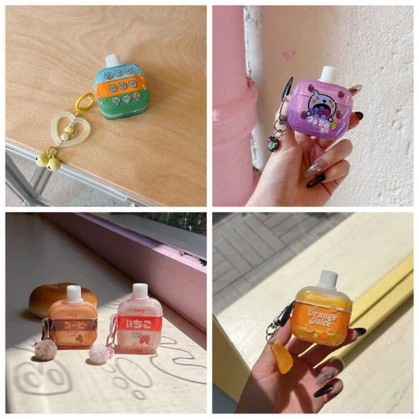 For AirPods Pro3 2025 AirPods 4 3 2 1 Pro 2 Case Grape Juice Orange Drink Chocolate Strawberry Milk Orange Juicen Earbuds LL260428