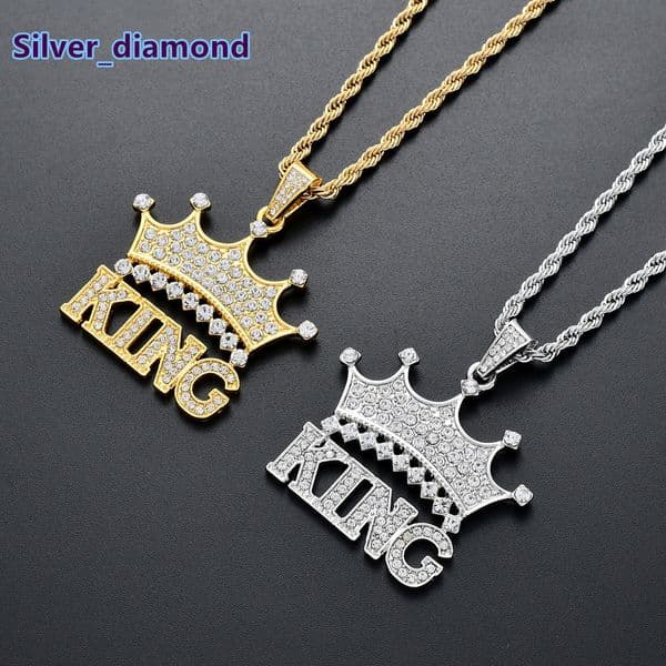 New Hip-Hop Necklace KING Crown Pendant Jewelry Unisex Necklace
