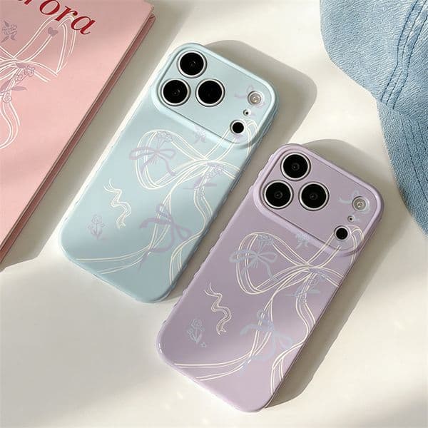 Purple and white contrast-colored bow tie is suitable for iPhone 17/17 Pro phone cases and anti-drop Apple 16/15 protective cases. 14