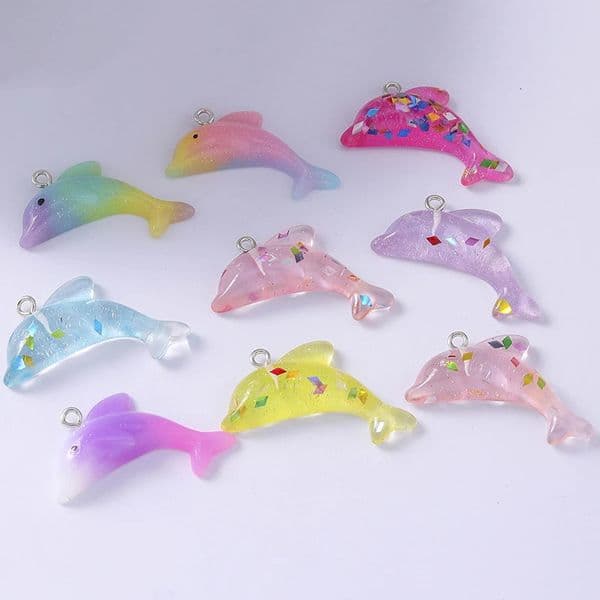 10pcs 35x14mm Cute Resin Animal Whale Charms Pendants for Jewelry Making Drop Earrings Necklaces Bracelets DIY Craft Accessories 260427