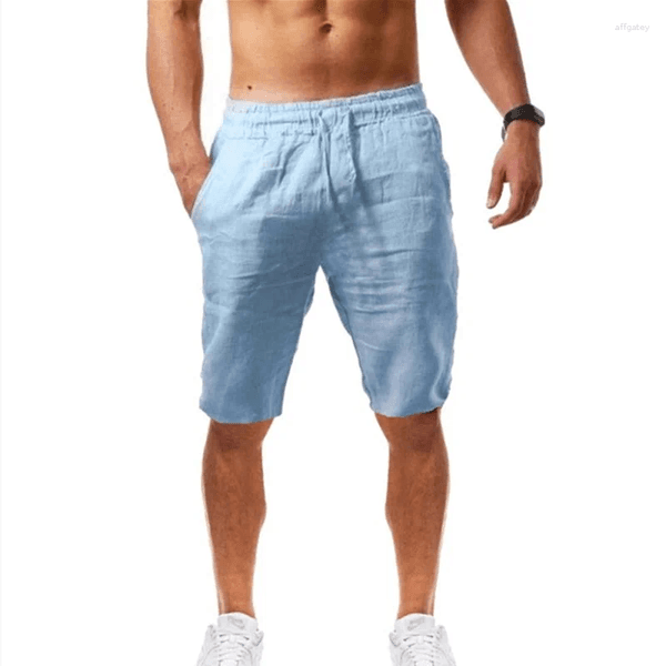 Men's Shorts Summer Mens Cotton Solid Color Short Lightweight Gym Pants Beach Men Fitness Sport Large Breathable Homme