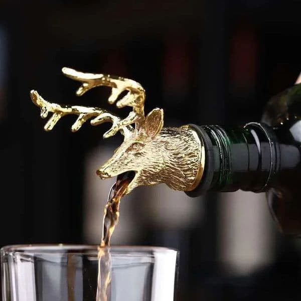 Zinc Alloy Wine Pourer and Bottle Stopper Deer Stag Head Shape Red Pourer Wine Cap Pouring Party Gifts 260427