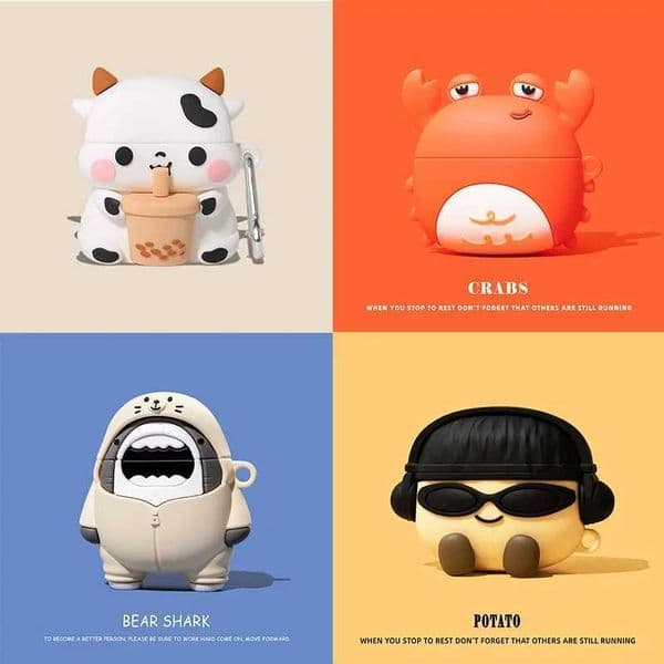 3D Earphone Case for AirPods 4 2024 Cartoon Cute Crab Boba Cow Headphone Cover for AirPods Pro 2 Case Shark Case for AirPods 3 LY260428