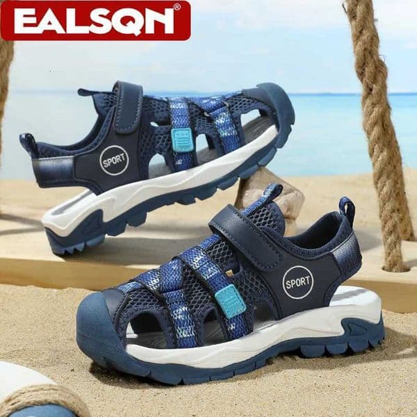 Summer Boys Closed-Toe Sandals Non-Slip Soft Sole Water Shoes for Beach Walking Outdoor Play Comfortable Kids Casual SandalsT260428