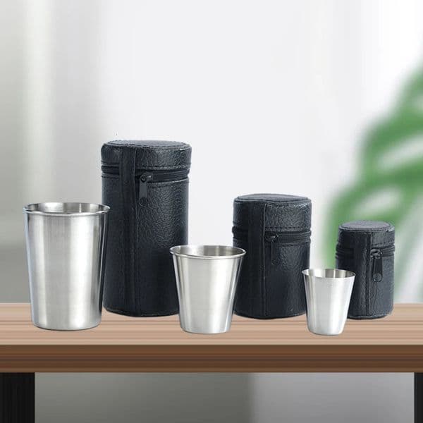 piecesset camping tableware stainless steel cup outdoor travel small wine set portable 260428