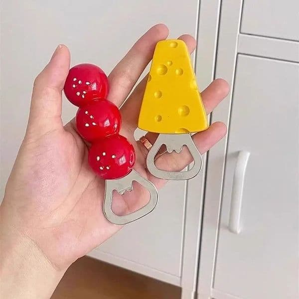 1pcs Cute Beer Opener Kawaii Candied Haws Cheese Refrigerator Magnets Home Decor Kitchen Gadgets Cute Bottle Opener Key Chain 260427