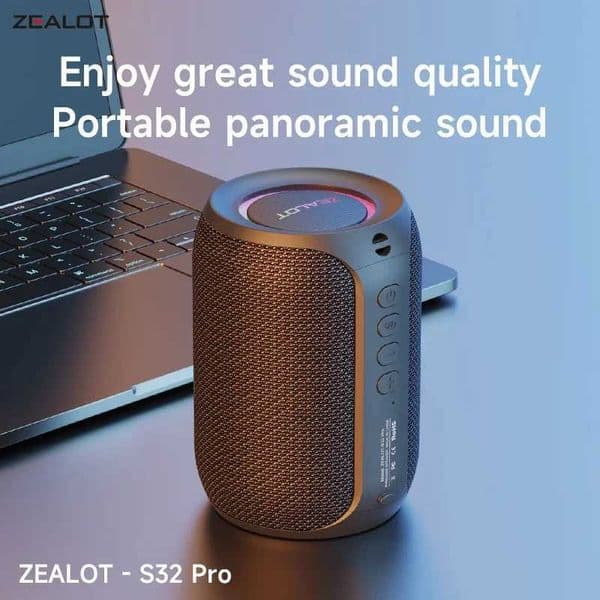 Zealot S32 pro Bluetooth Wireless Outdoor Portable Subwoofer Speaker Waterproof IPX6 Dual Pairing 3600mAh Wireless Speaker T260424