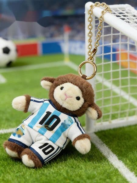 STOCK Argentina National Team Small Wool Plush Pendant Keychain Polyester Fiber Printed Craft Height 11Cm Soccer Fan Gift Bag Decoration Free Shipping