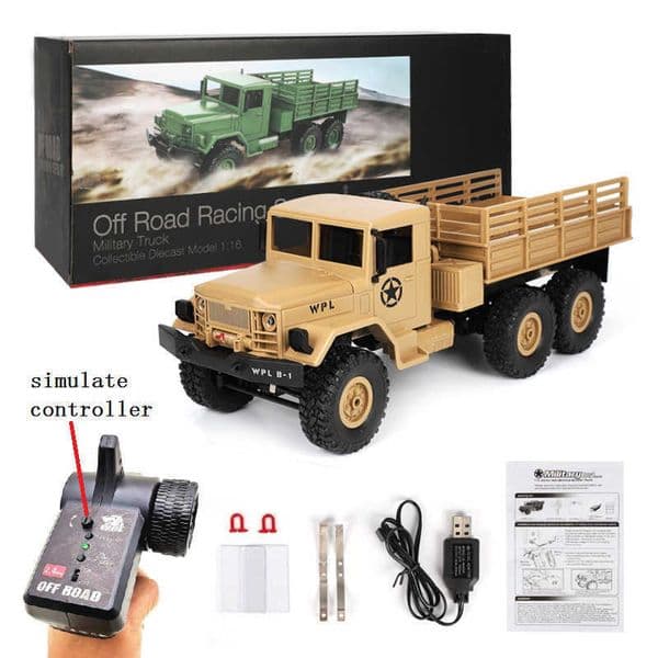 WPL Naughty Dragon Military Truck Remote Control Car Rechargeable Six-Wheel Drive Off-Road Climbing Electric Simulation Military Model B16 L260428