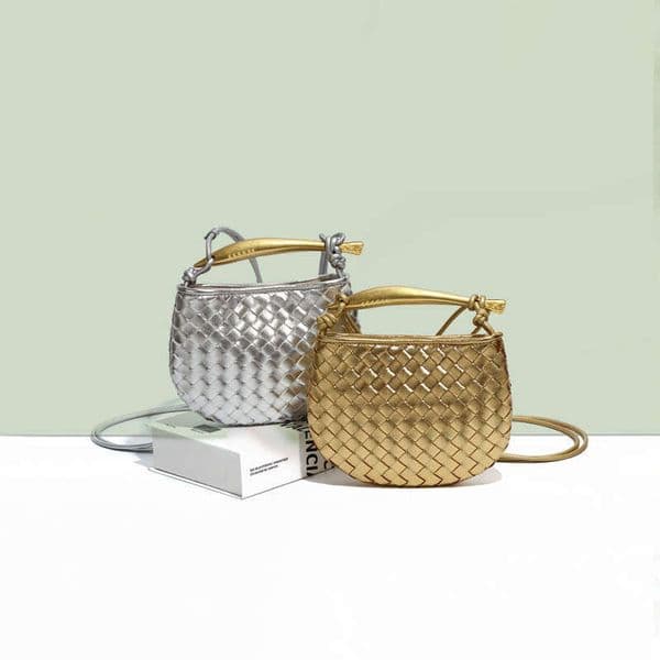 Niche Design Mini Woven Sardine Versatile Trendy Shoulder Crossbody Bag Textured Fashion Metal Handbag
