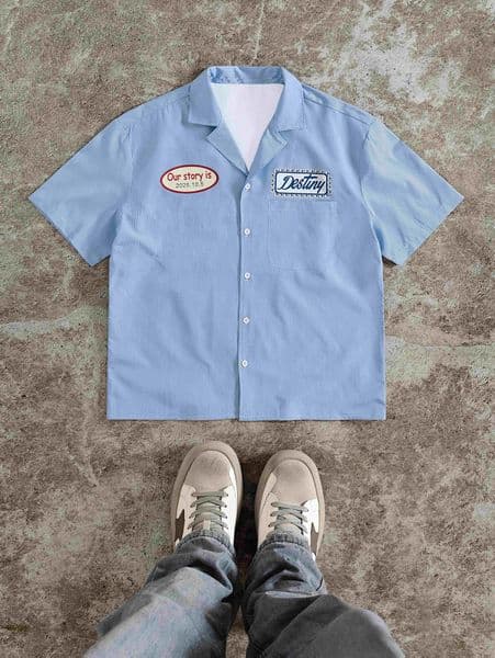 Mens casual and comfortable striped pattern short shirt suitable for casual outings pairs well with casual flyers 100 pol 260424