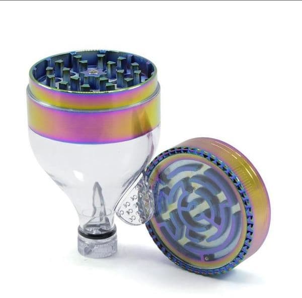 A New 63mm Maze Ice Blue Zinc Alloy Three-layer Funnel Rainbow Smoker