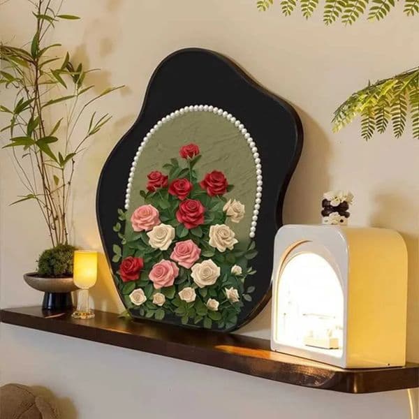Luxury Designer Decor Luxury Designer Decor Pearl Rose Desktop Carved Decorative Bucket Cabinet Table Vintage Art Ornaments Advanced gift set Gift Set Niche Set 4 66