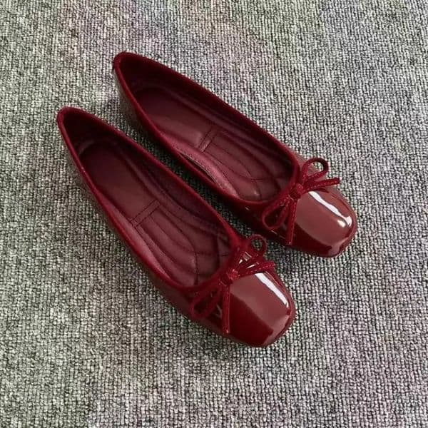 French Style Soft Leather Bowknot Square-Toe Mary Jane Shoes for Women All-Match Commute Flats for Spring and Autumn 260427