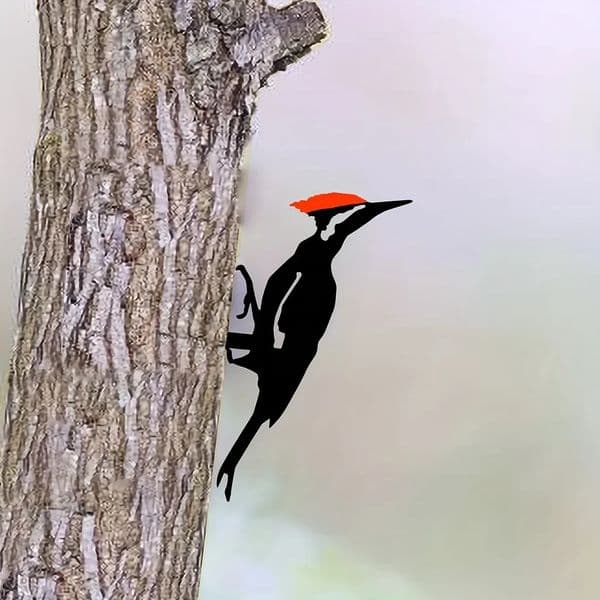 Woodpecker On Branch Steel Silhouette Metal Wall Art Home Garden Yard Patio Outdoor Statue Stake Decoration Perfect 260428