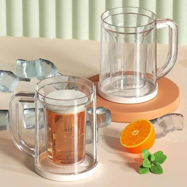 1PC Plastic Double Interlayer Ice Beer Cup Ice Coffee Cup Freeze Beer Large-Capacity Beverage Ice Mugs Home Drinkware 260427