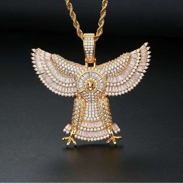 Ice with VVS Cross-border direct supply of European and American hip-hop Maya fine craftsmanship chains, fully inlaid with zircon, bold eagle necklaces for