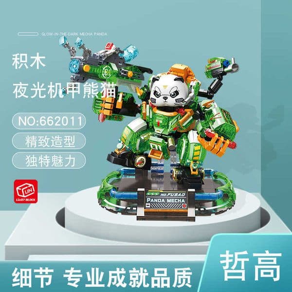 Zhegao 662011-2 Mini Building Blocks Trendy Luminous Mech Punk Panda Creative Decoration Assembly Educational Toy L260428 L260428