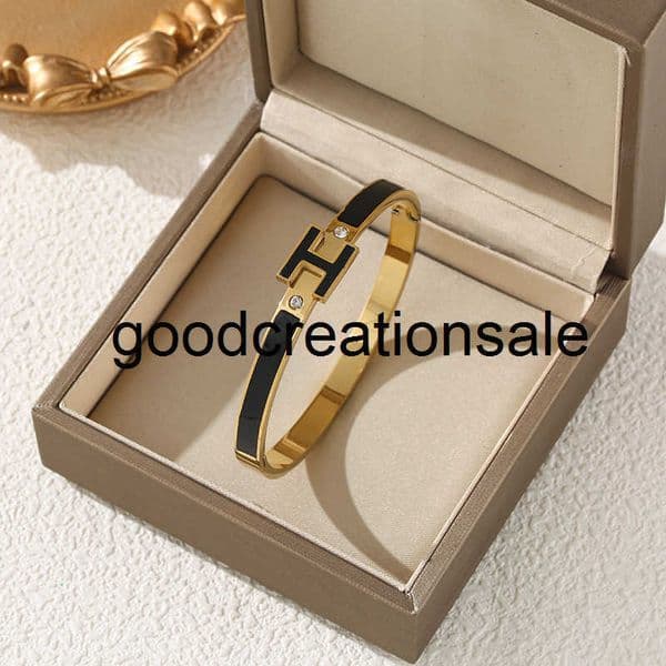 Designer H Bangle Enamel Color Letter H Bracelet for Women Stainless Steel Clasp Trendy H Bracelet Stainless Steel Couple Bracelet Internet Celebrity 507M