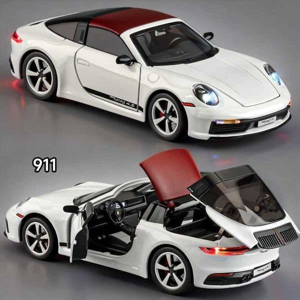 132 911 Targa 4S Sports Car Alloy Car Model Simulated Childrens Toy Collection Ornaments for Boys Gifts L260428