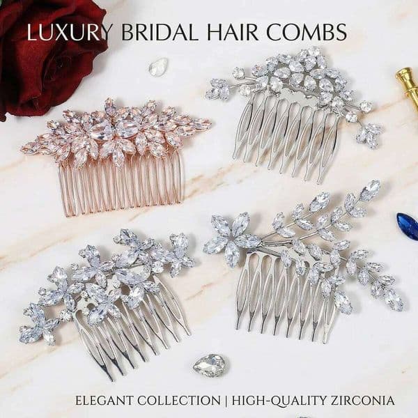 Fashion Zirconia Bridal Wedding Ornament Mori Simple Bangs Insert Comb Female Bat Mitzvah Party Plate Hair