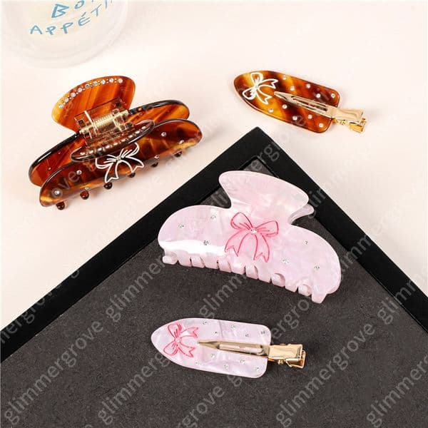 Women's Designer Hair Clips Premium Acetate Claw Clips Y2K Style Diamond Inlaid Hair Claw Clips Fashion Luxury Barrettes 20 Colors Available