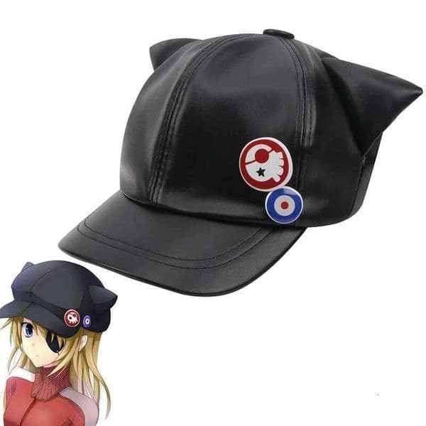 Cosplay Shikinami Asuka Rangure Cat Ear PU Leather Hat Peak EVA Baseball Cap Langley Soryu S260427