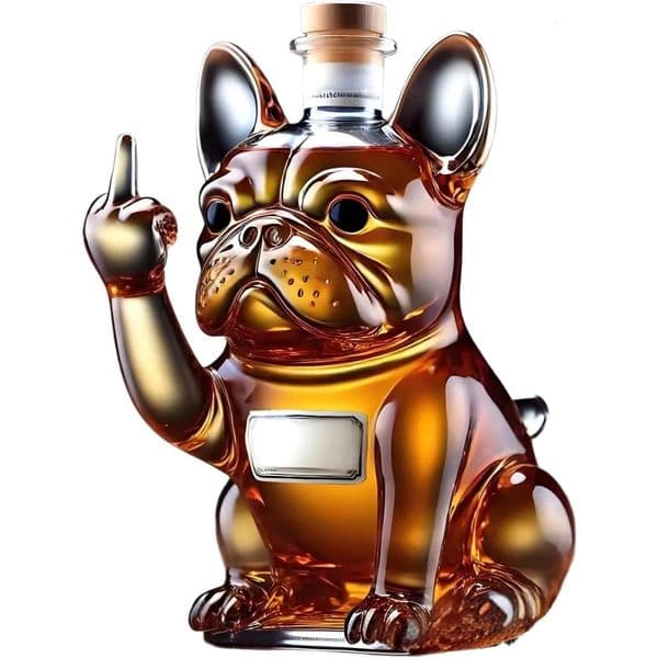 Funny French Bulldog Whiskey Bottle Unique Middle Finger Dog Wine Glass Bottle 260427