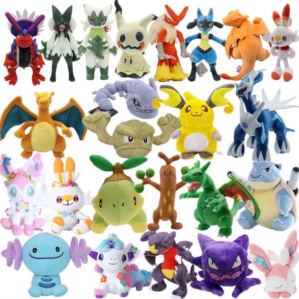 Anime Shiny Black Charizard Plush Pokemon Wooper Toys Pikachu Blaziken Geodude Turtwig Garchomp Stuffed Peluche Kid Gift