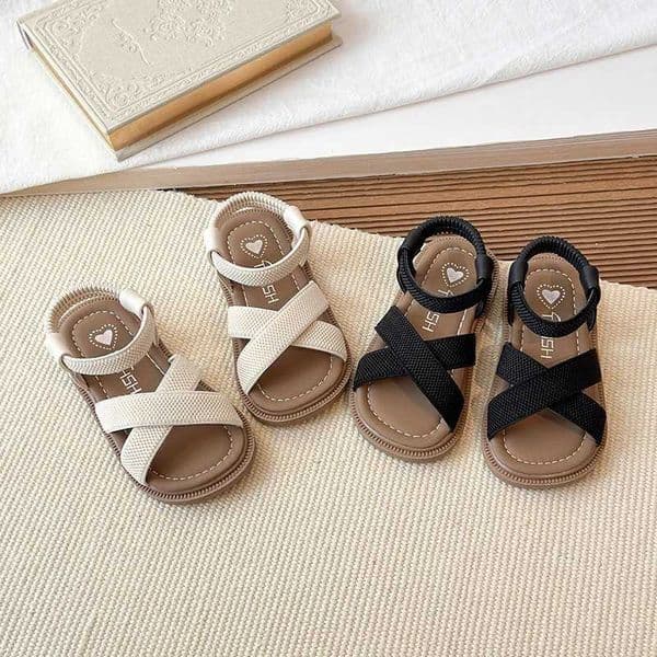 Summer Sandals for Girls Minimalist Elastic Band Stylish Kids Slippers Slip-on Plain-colored Cute Chic Children Shoes 21-35T260428