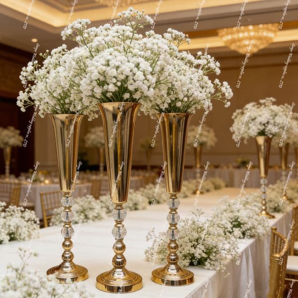 60-120cm can choose)Golden Wedding Table Decorations for Wedding Decoration Acrylic Flower Stands for Decorative Items