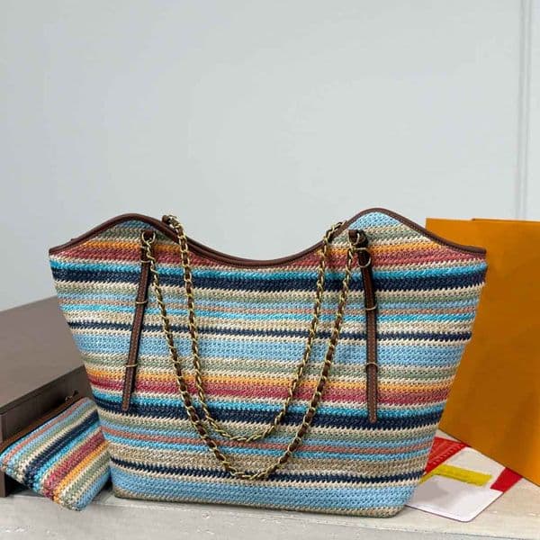 2026 TOP Luxurys rainbow Designer New Totes Bags Woven Shopping Leather Handbag Shouder Underarm Womens Large-capacity Commuter Travel With Coin Bag beach bag