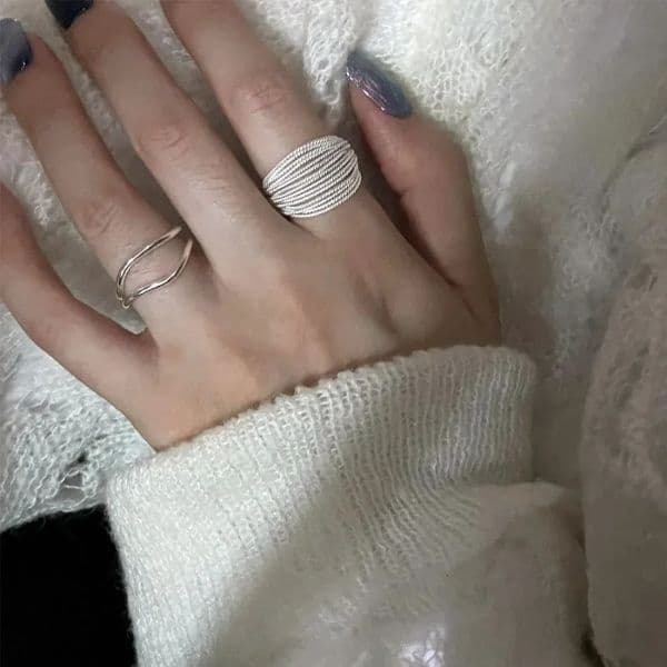 Personality n Trendy Silver Color Multiline Ring for Women Girl Charm Opening Irregularity Finger Set Party Jewelry 260428