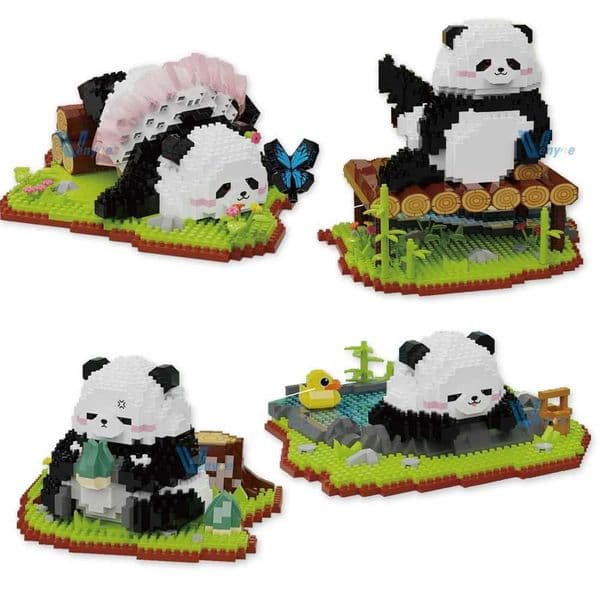 Funny Huahua Panda Micro Building Blocks 3D DIY Assembled Scene Animal Model Cute Panda Mini Brick Figure Toys For s Gift L260428