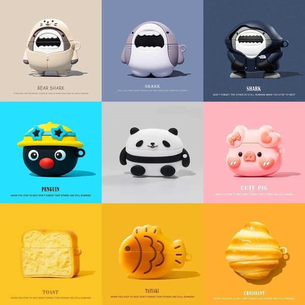 Pig-headed shark double dog Case For AirPods 1 2 3 Pro 4 Case Cute Cartoon Silicone Earphone Protective Case For AirPods4 LL260428