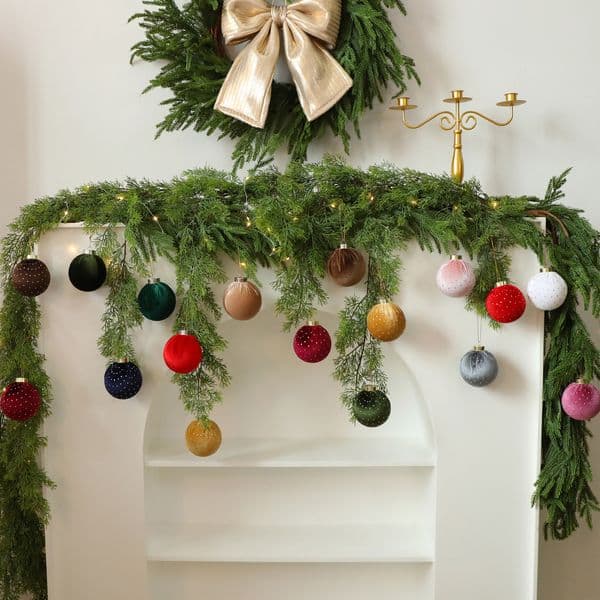 8cm Cloth Wrapped Christmas Baubles DIY Christmas Tree Hanging Decor Party Home Decoration Wholesale