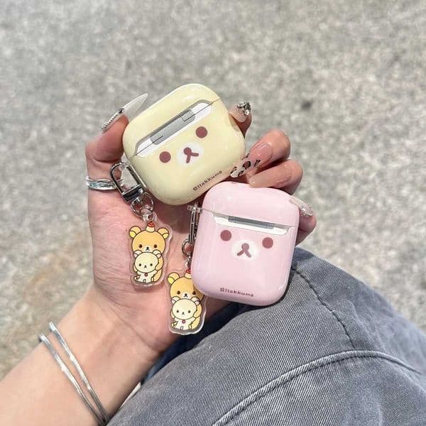 Cute Cartoon Rilakkuma Bear Earphone Case For Airpods 4 2 3 1 Pro 3 2 Wireless Bluetooth Headset Protective Cover With Pendant LL260428