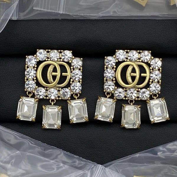Sophisticated Earrings Gold Tone Designer Jewelry Letter with Crystal Love Women's Classic Jewelry for Business and Social Gatherings Timeless Design Earrings