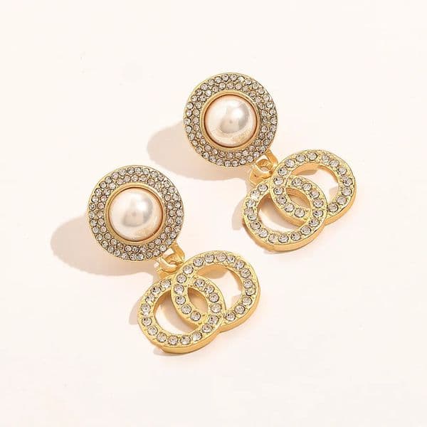 Designer Earrings Double Letter Dangle Earring Round Hoop Earrings Women Wedding Party Gift Jewerlry Accessories