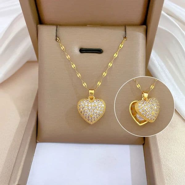 Fashionable and ious Peach Heart Pearl Oyster Necklace Personalized Versatile Stainless Steel Clavicle Chain 260428