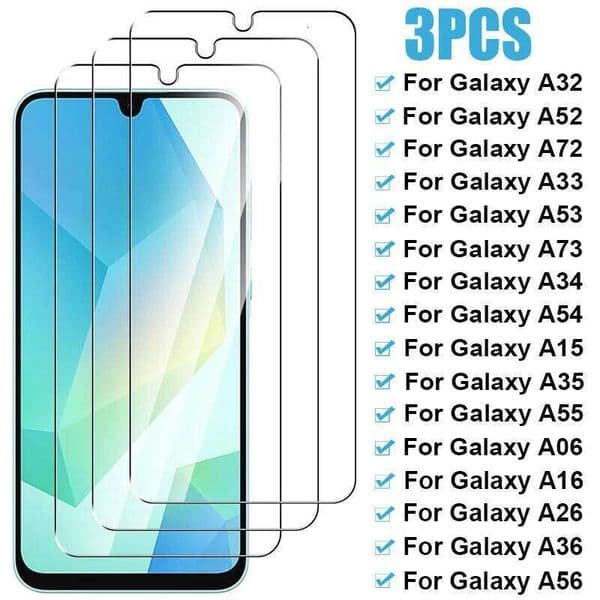 3Pcs Tempered for Galaxy A16 A06 A26 A36 A56 Screen Protector A32 A52 A33 A53 A73 A14 A34 A54 A15 A35 A55 5G Glass 26L0429