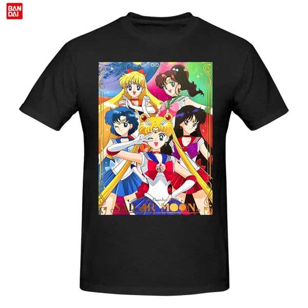 Bandai 2026 Summer Sailor Moon T Shirt for Men Pure Cotton T-shirts Fashion Streetwaer Short Sleeve Tee Shirt Slim Fit Clothing Gift L260429