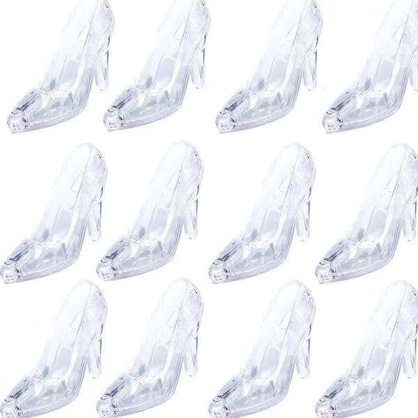 12Pcs 35inch Mini Acrylic High Heels Princess Crystal Shoes Transparent Wedding Party Decoration 260428