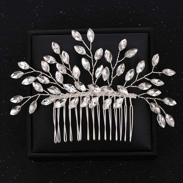 Silver Color Crystal Hairpin Headbands Tiaras For Women Bride Girl Wedding Bridal Hair Accessories Jewelry Comb Band