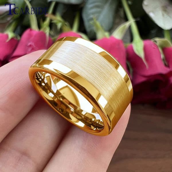 TCarbide 10mm 12mm Mens Big Finger Ring Tungsten Engagement Wedding Band Polished Brushed Multicolor Available Comfort Fit 260429