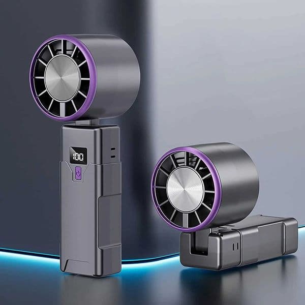 Portable Handheld Fan Desktop USB Rechargeable Foldable Fan For Real Time Display Power Cooling with Adjustable L260429