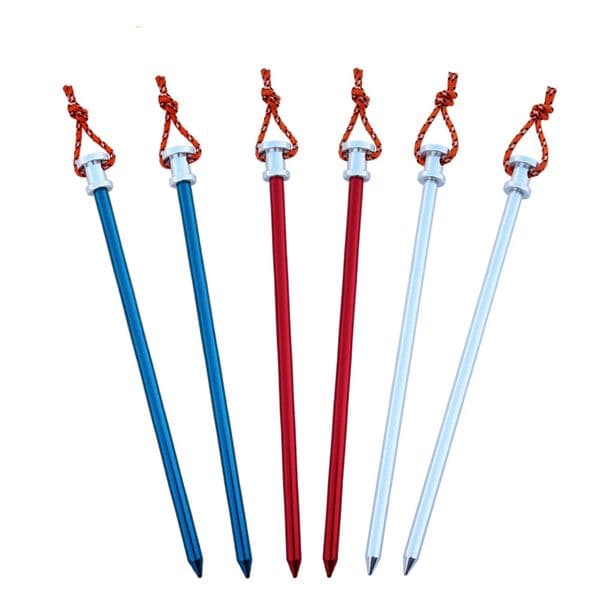 6Pcslot 23cm 9inch Aluminum Canopy Tent Pegs Garden Stakes Ground Nail Heavy Duty With Reflective Cord For Hammock Camping 260428