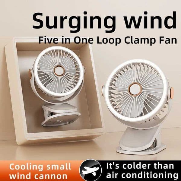 Clip-on Fan 3 Speed Quiet Rechargeable Desktop Portable Air Circulator Wireless Fan With LED Light For Camping L260429